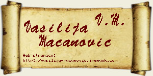 Vasilija Macanović vizit kartica